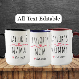 Mug Nouvelle Maman avec nom personnalisé, titre et ann