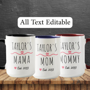 Mug Nouvelle maman avec nom personnalisé, titre et ann