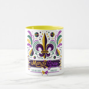 Mug Nouvelle-Orléans Mardi Gras jaune violet vert