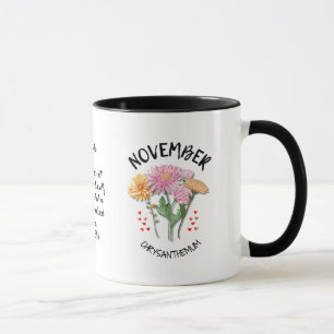 Mug NOVEMBRE Mois de naissance Fleur Nom personnalisé 