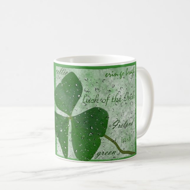 Mug Nuage de mots Shamrock irlandais en pluie (Devant droit)