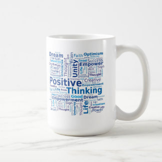 Mug Nuage de pensée positif de mot - couleurs bleues