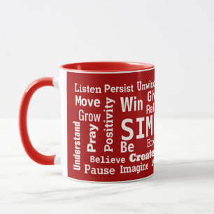 Mug Nuage Motivant Mot Sur Rouge