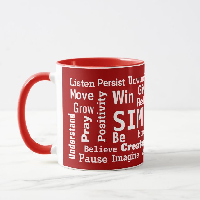 Mug Nuage Motivant Mot Sur Rouge (Gauche)