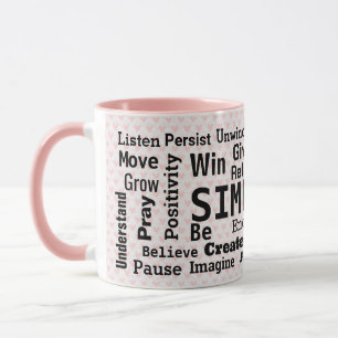 Mug Nuage Motivationnel De Mot Sur Les Coeurs Roses