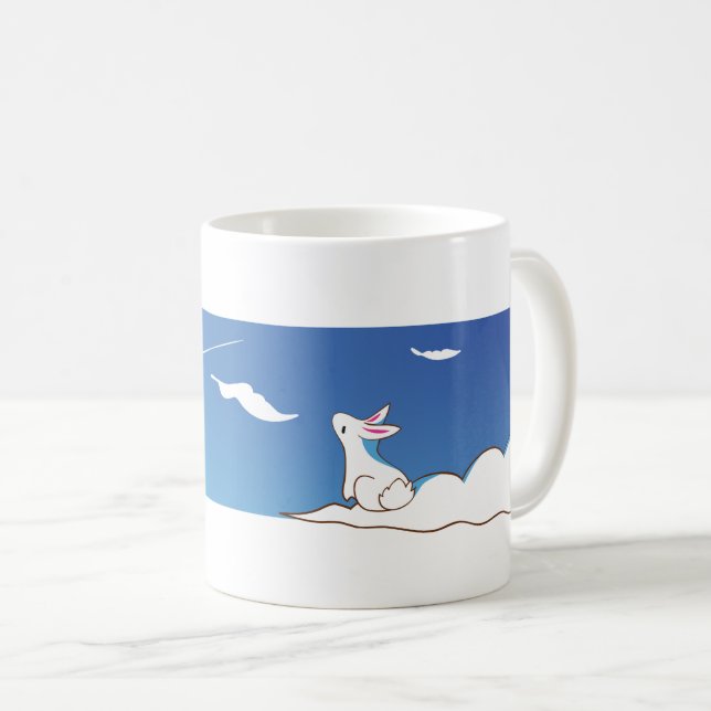Mug Nuage regardant le boug de lapin du ciel (Devant droit)