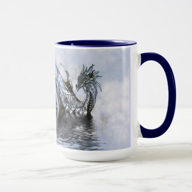 Mug Nuages Dragon de natation Ciel Bleu Grunge Design (Droite)