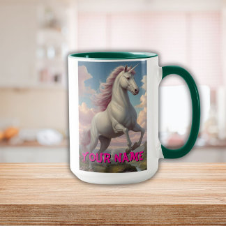 Mug Nuages Unicorne Blanc Personnalisés