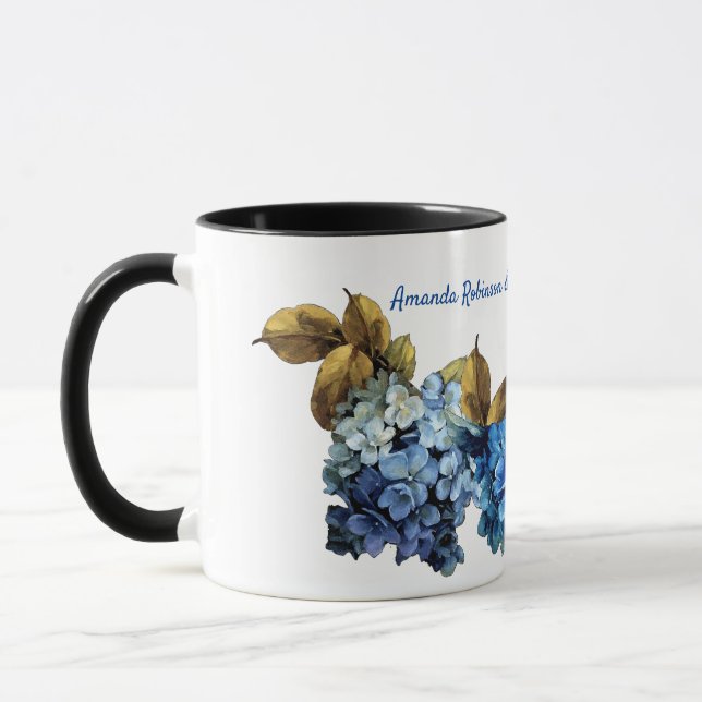 Mug Nuances d'aquarelle bleue Hydrangeas (Gauche)