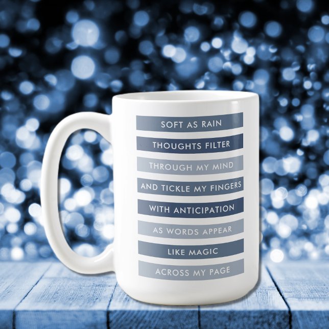 Mug Nuances de poème bleu pour les écrivains Personnal (Shades of Blue Motivational Poem for Writers Personalized Coffee Mug)