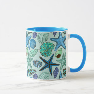 Mug Nuances des coquillages et du motif bleus