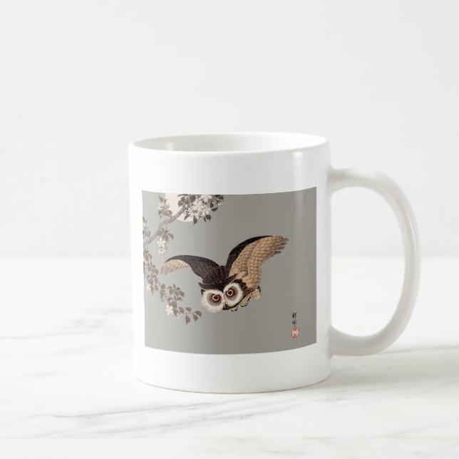Mug Nuit Japonaise Chouette Lune Bois Coupe Flying Nig (Droite)