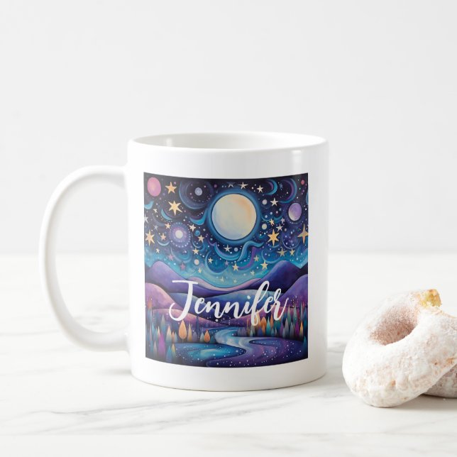 Mug Nuit lunaire Big Moon Paysage (Avec donut)