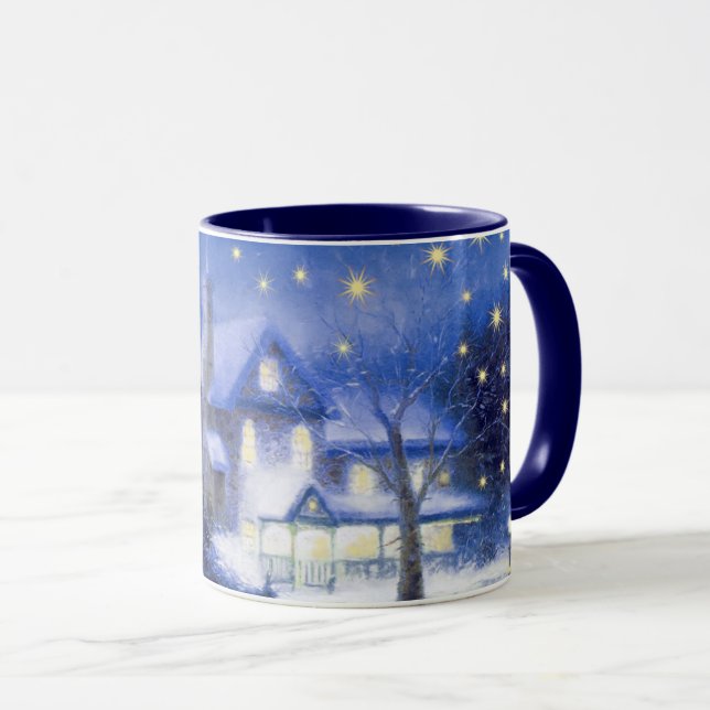 Mug Nuit Silencieuse. Cadeau de peinture de Noël (Devant droit)