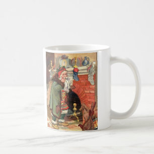 Mug Nuit vintage avant scène de Père Noël de Noël sur