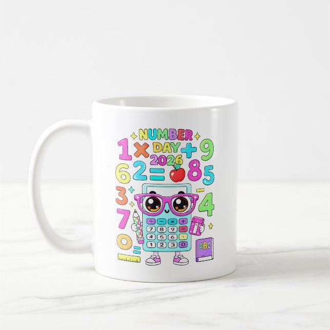 Mug Number Day 2026 Cute Calculator Math Design (Gauche)