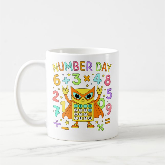 Mug Number Day Owl Math Calculator Design for Kids (Gauche)