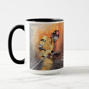 Mug Numéro de poste de pompier Fireman Texte personnal