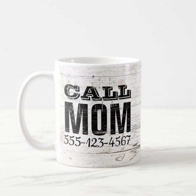Mug Numéro de téléphone de maman d'appel (Gauche)