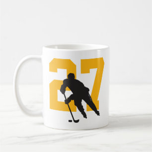 Mug Numéro du joueur de hockey personnalisé Black Gold