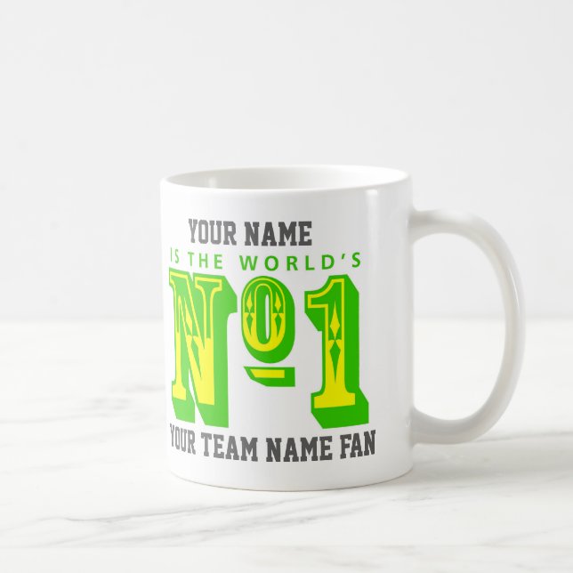 Mug Numéro Un Du Fan De Football. Vert et jaune (Droite)