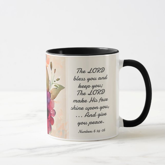 Mug Numéros 6 24-26 Lord Vous Bénit Floral Aquarelle (Droite)