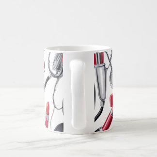 Mug Nurse Glam – Stethoscope & Lipstick Pattern