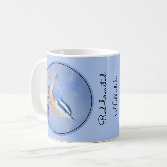 Mug Nuthatch à poitrine rouge Peinture d'art original  (Devant gauche)