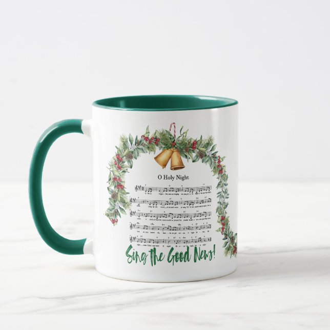 Mug O SAINTE NUIT Hymne de Noël Écriture verte (Gauche)