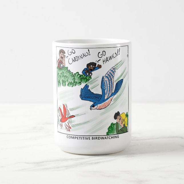 Mug Observation d'oiseaux compétitive (bande dessinée) (Centre)