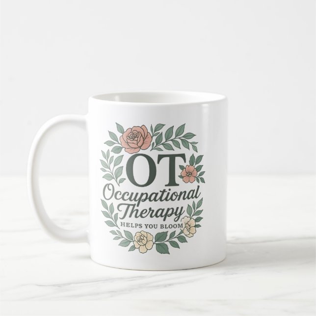 Mug Occupational Therapy Helps You Bloom Floral Wreath (Gauche)