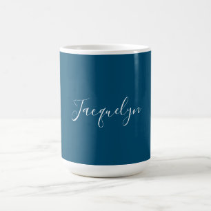 Mug Ocean Blue Plain Élégant Moderne Calligraphie Nom
