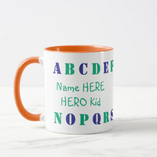 Mug Ocean Green personnalisé, bleu alphabet anglais