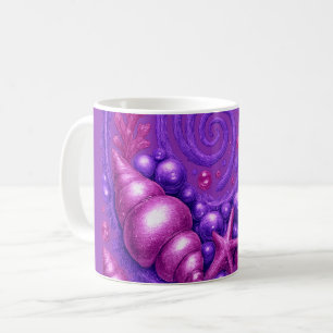 Mug Océan Violet Spirale Coquillage Art Fantastique   