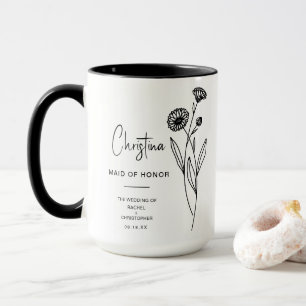 Mug Octobre Maid of Honor   Fleur de naissance Pot Mar