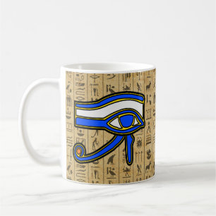 Mug Oeil de Horus Bleu Sur Hiéroglyphes