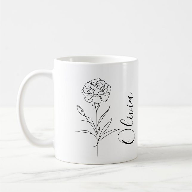 Mug Œillet de naissance personnalisé de janvier (Gauche)