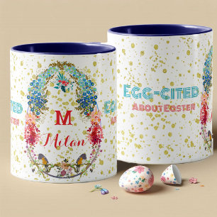 Mug Oeufs cités À propos du monogramme décoratif de Pâ