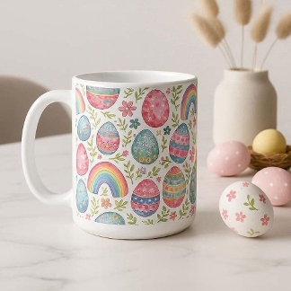 Mug Œufs de Pâques arc-en-ciel décoratifs couleur past