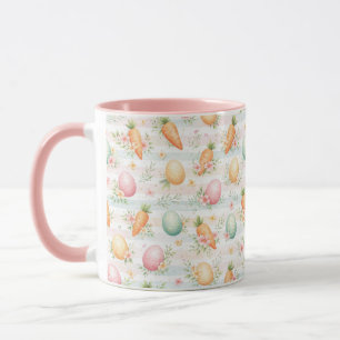 Mug Œufs de Pâques Pastel & Carottes Motif Aquarelle