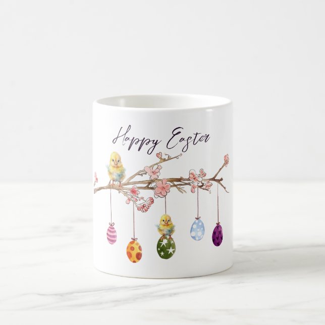 Mug Oeufs de Pâques sur la branche de floraison Joyeux (Centre)