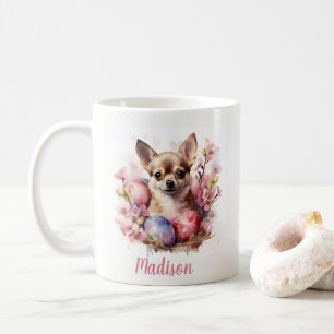Mug Oeufs et fleurs du Chihuahua de Pâques -