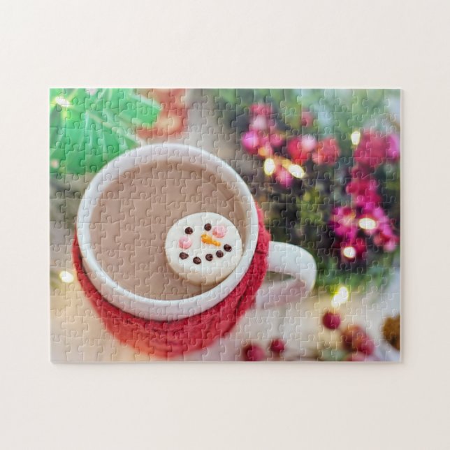 Mug of Christmas Cocoa, Snowman Marshmallow Jigsaw Puzzle (Horizontal)