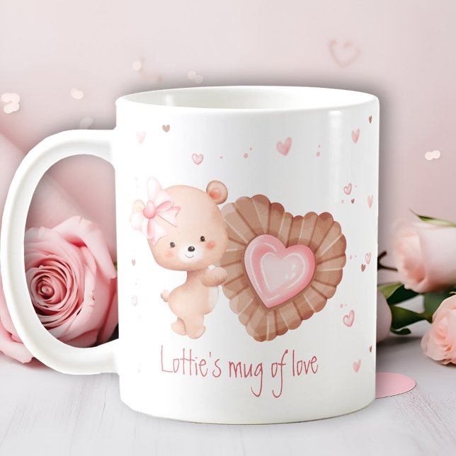 Mug Of Love Cute Teddy Bear Cookie Pink Valentine (Mug Of Love Cute Teddy Bear Cookie Pink Valentine)