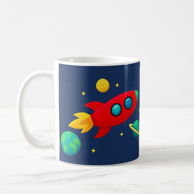 Mug Of Space Theme Birthday | Navy Blue  (Left)