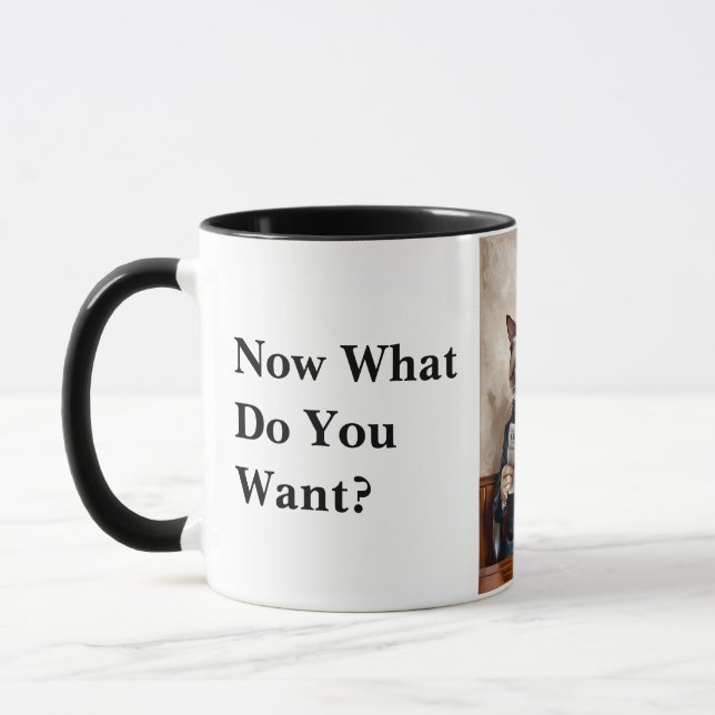Mug Office grincheux Chat Lire le journal (Gauche)
