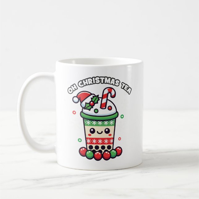 Mug Oh Christmas Tea - Funny Boba Holiday Bubble Tea (Gauche)