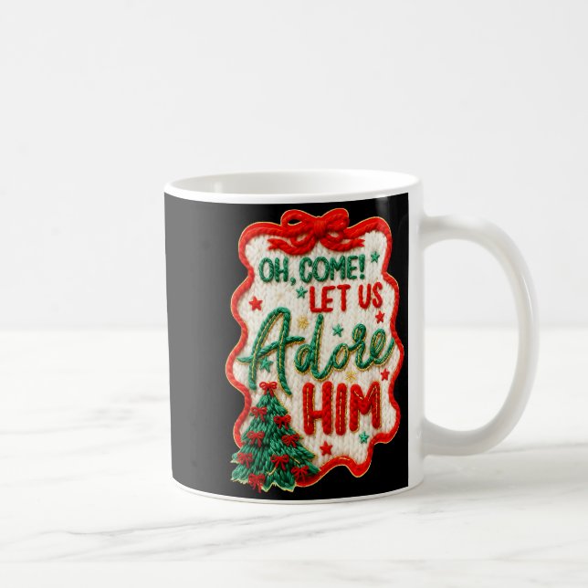 Mug Oh Come Let Us Adore Him Yarn Crochet Nativity Chr (Droite)