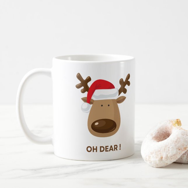 Mug Oh Dear Funny Reindeer Holiday for families  (Avec donut)