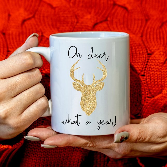 Mug Oh Deer, What A Year! Funny Christmas Holiday (Créateur téléchargé)